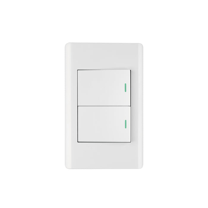 Placa armada blanca 1 interruptor y 1 de 3vías 1.5mód,Lisboa