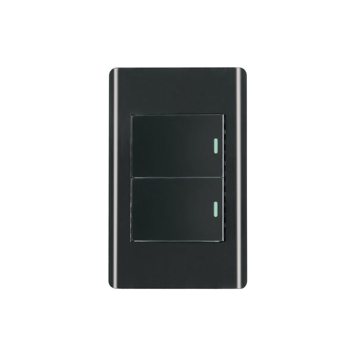 Placa armada negra 1 interruptor y 1 de 3vías 1.5mód,Lisboa