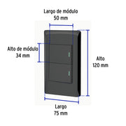 Placa armada negra 1 interruptor y 1 de 3vías 1.5mód,Lisboa