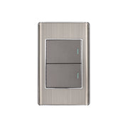 Placa armada acero inox 2 interruptores 1.5 módulos, Lisboa