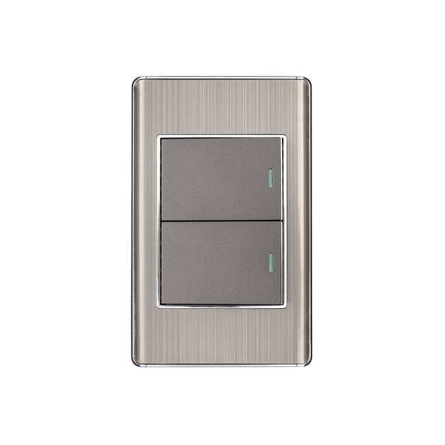 Placa armada acero inox 2 interruptores 1.5 módulos, Lisboa