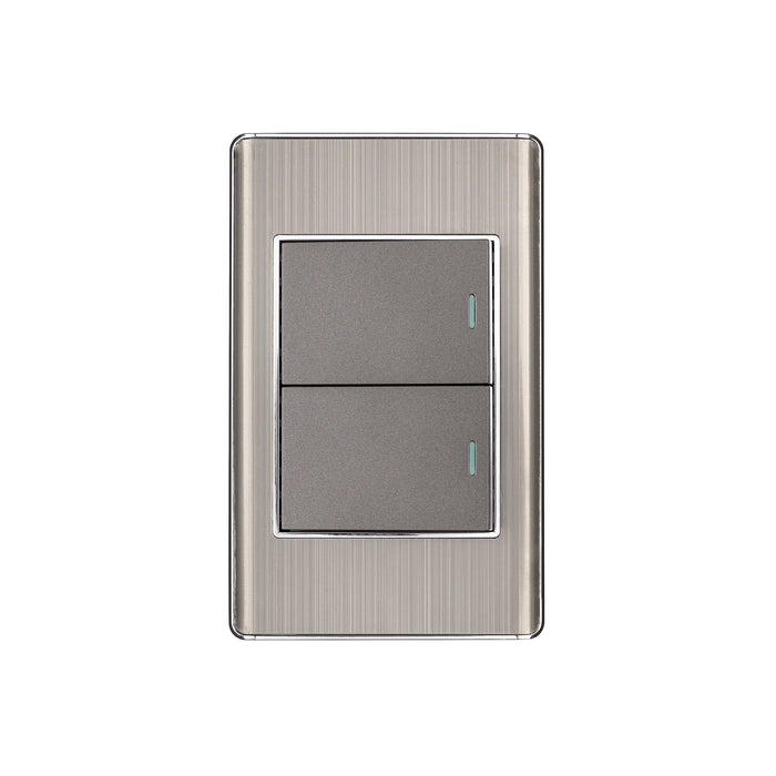 Placa armada acero inox 2 interruptores 1.5 módulos, Lisboa