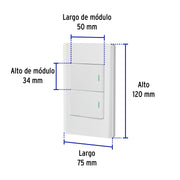 Placa armada blanca 2 interruptores 1.5 módulos, Lisboa