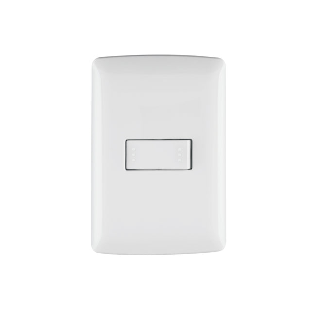 Placa armada 1 interruptor escalera, blanco, línea Italiana