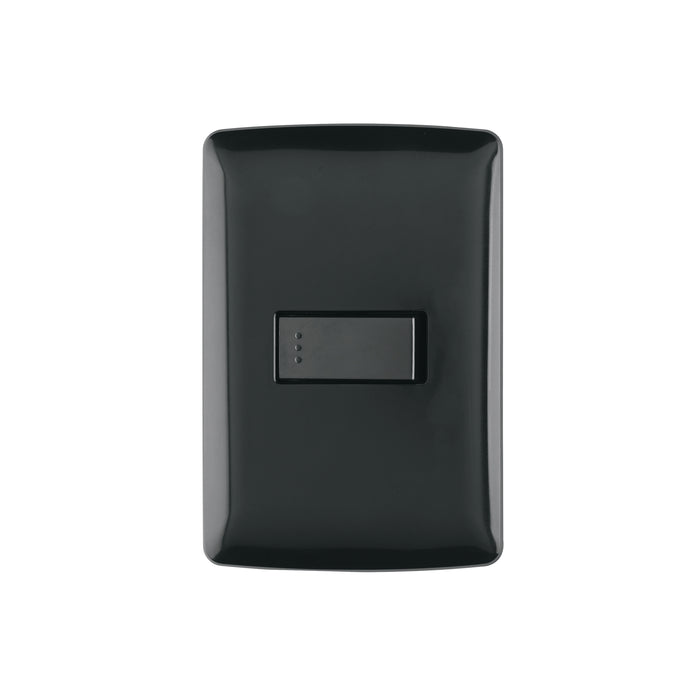 Placa armada 1 interruptor sencillo, negro, línea Italiana