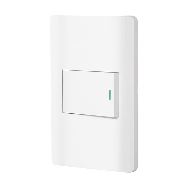Placa armada blanca 1 interruptor de 3 vías 1.5 mód, Lisboa