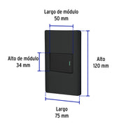 Placa armada negra 1 interruptor de 3 vías 1.5 mód, Lisboa