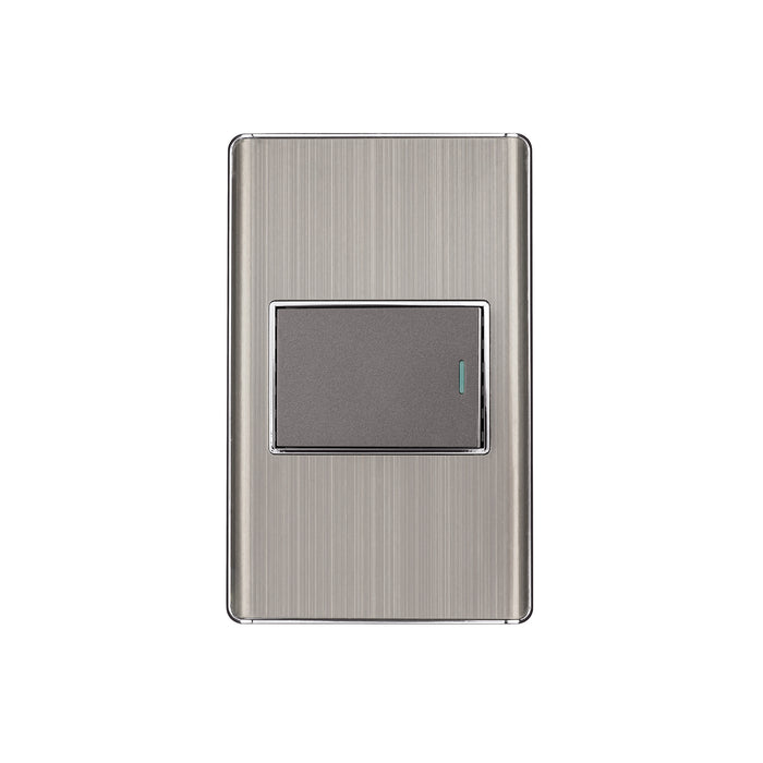 Placa armada acero inox 1 interruptor 1.5 módulos, Lisboa