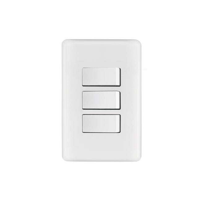 Placa armada con 3 interruptores sencillos, VOLTECK BASIC