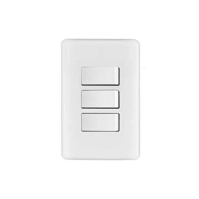Placa armada con 3 interruptores sencillos, VOLTECK BASIC