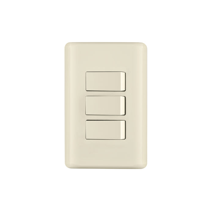 Placa armada 3 interruptores, marfil, VOLTECK