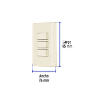 Placa armada 3 interruptores, marfil, VOLTECK