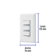 Placa armada con 3 interruptores sencillos, VOLTECK BASIC