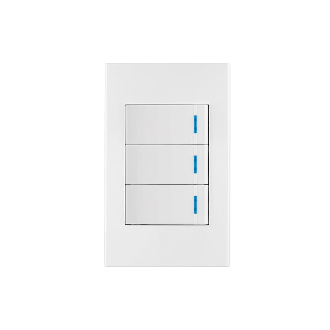 Placa armada 3 interruptores, 1 módulo, Española, blanco