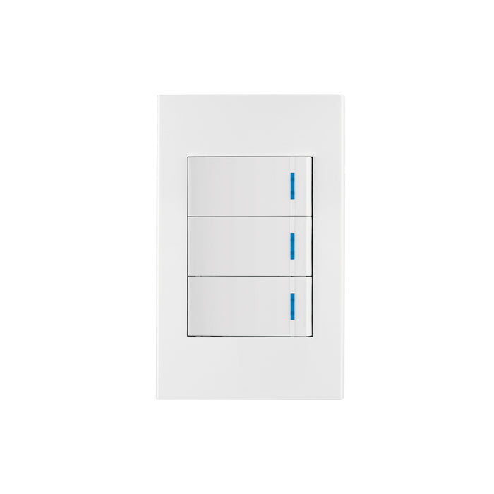 Placa armada 3 interruptores, 1 módulo, Española, blanco