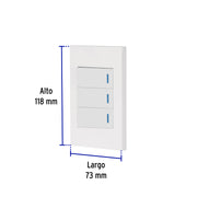 Placa armada 3 interruptores 1de 3vías,1 mod,Española,blanco