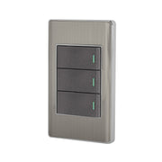 Placa armada acero 2 interruptores 1 de 3 vías 1 mód, Lisboa