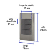 Placa armada acero 2 interruptores 1 de 3 vías 1 mód, Lisboa