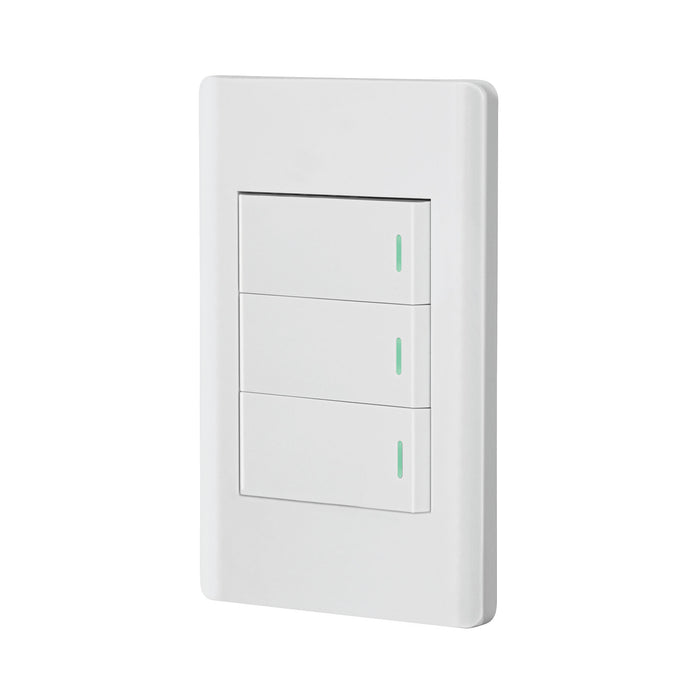 Placa armada blanca 2 interruptores 1 de 3 vías 1 mód,Lisboa