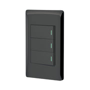 Placa armada negra 2 interruptores 1 de 3 vías 1 mód, Lisboa