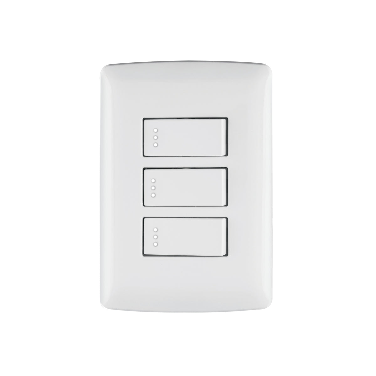 Placa armada 3 interruptores sencillos,blanco,línea Italiana
