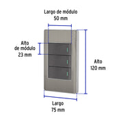 Placa armada acero inox 3 interruptores 1 módulo, Lisboa