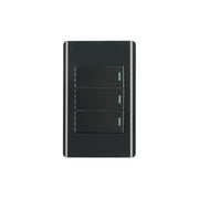 Placa armada negra 3 interruptores 1 módulo, Lisboa, VOLTECK