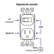 Placa armada interruptor y contacto, línea Standard,aluminio