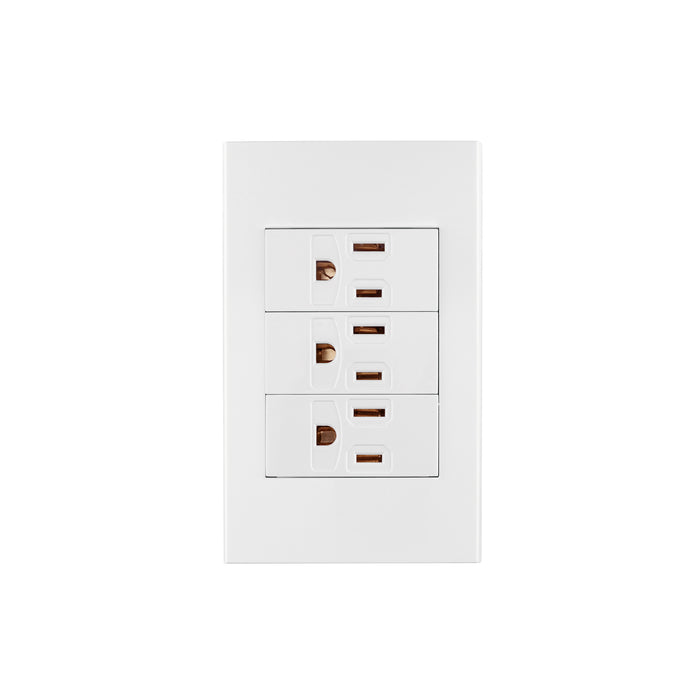 Placa armada 3 contactos, 1 módulo, Española, blanco