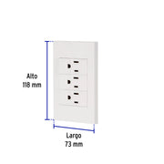 Placa armada 3 contactos, 1 módulo, Española, blanco