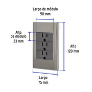 Placa armada acero inox 3 contactos 1 módulo, Lisboa