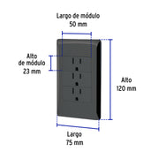 Placa armada negra 3 contactos 1 módulo, Lisboa, VOLTECK
