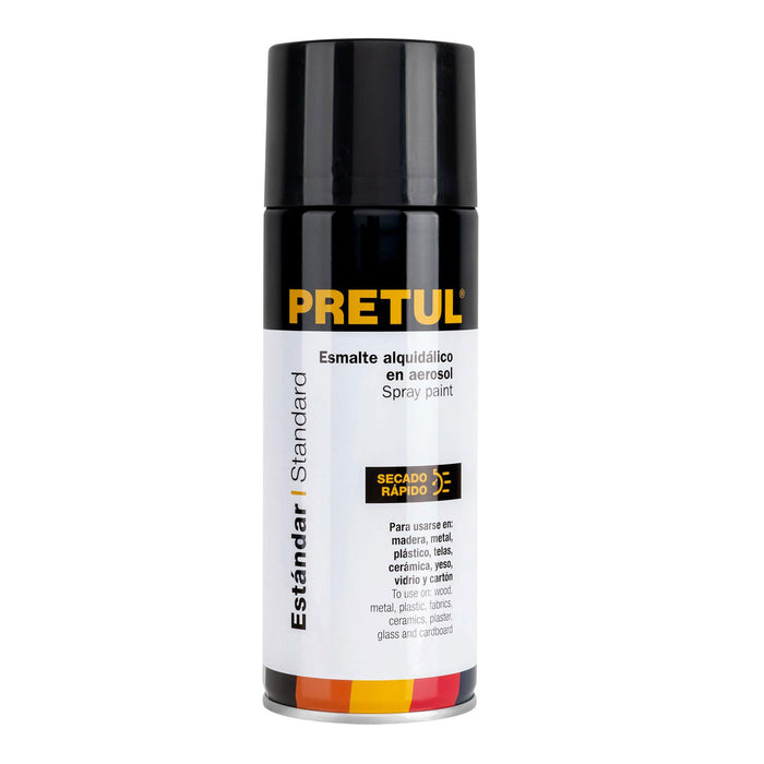 Pintura en aerosol,negro brillante, 400 ml, PRETUL