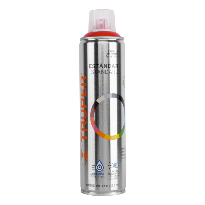 Pintura aerosol rojo seguridad, bote esbelto 400 ml, TRUPER
