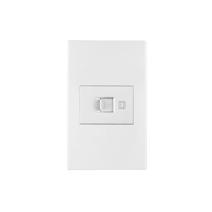 Placa armada 1 toma para teléfono, 1.5 mod, Española, blanco