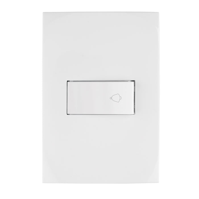 Placa armada con timbre, línea Oslo, color blanco, VOLTECK