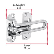 Pasador abatible para puerta, acabado cromo mate, HERMEX