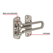 Pasador abatible para puerta, acabado níquel satín, HERMEX