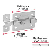 Pasador de barra plana 2' acabado cromo, HERMEX