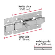 Pasador de barra plana 3' acabado cromo, HERMEX