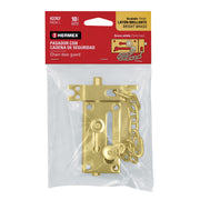 Pasador con cadena para puerta, acabado latón, HERMEX