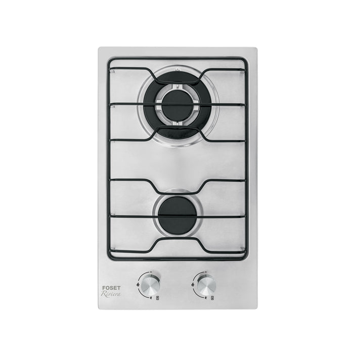 Parrilla gas empotrable 30 cm, 2 quemadores, esmalte, FOSET