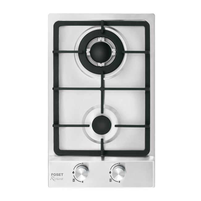 Parrilla gas empotrable 30cm, 2 quem, acero inox, RIVIERA