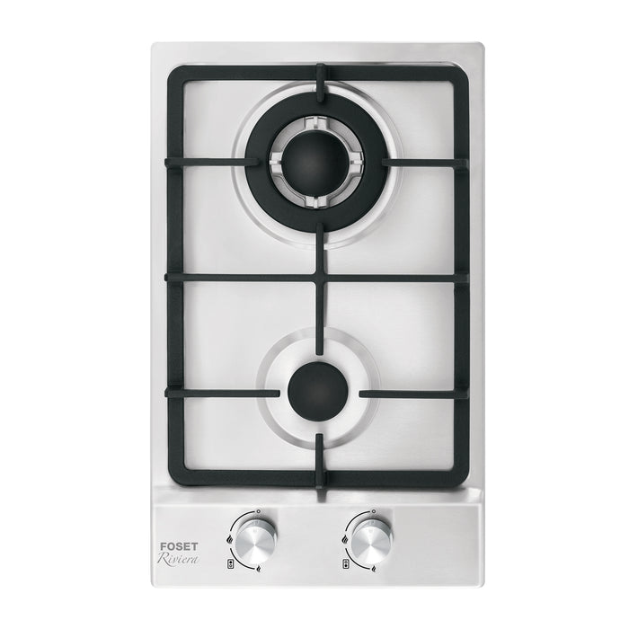 Parrilla gas empotrable 30cm, 2 quem, acero inox, RIVIERA