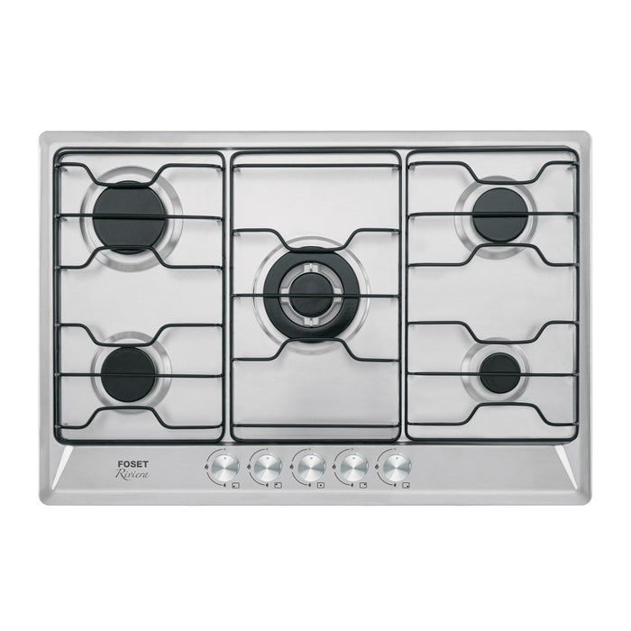 Parrilla gas empotrable 75 cm, 5 quemadores, esmalte, FOSET