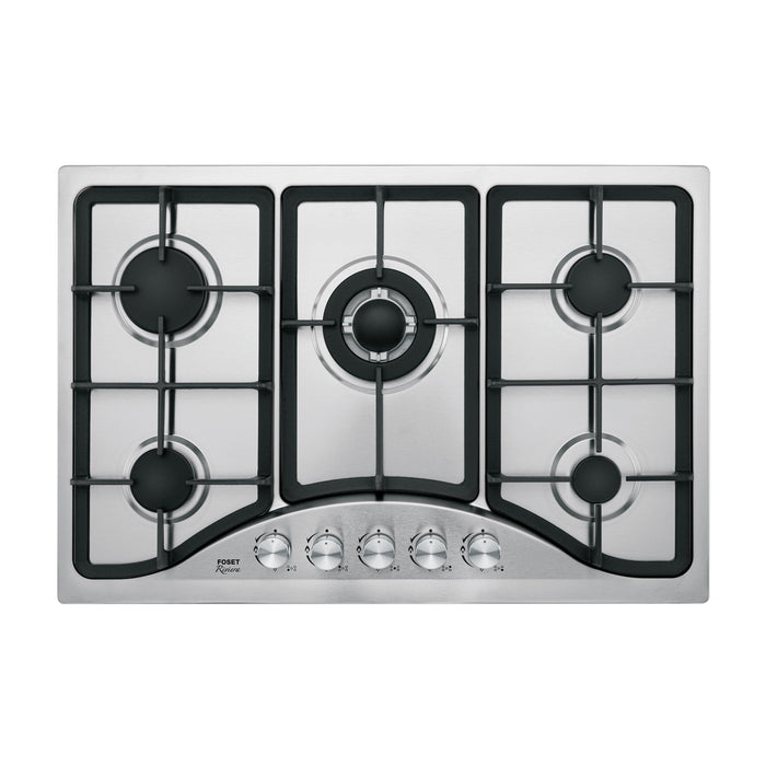 Parrilla gas empotrable 75cm, 5 quem, acero inox, RIVIERA