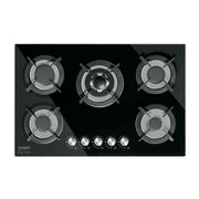 Parrilla gas empotrable 75cm, 5 quem, vidrio negro, RIVIERA