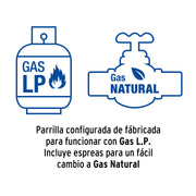Parrilla gas empotrable 75cm, 5 quem, vidrio negro, RIVIERA