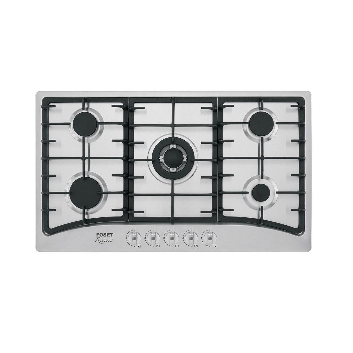 Parrilla gas empotrable 90cm, 5 quem, acero inox, RIVIERA