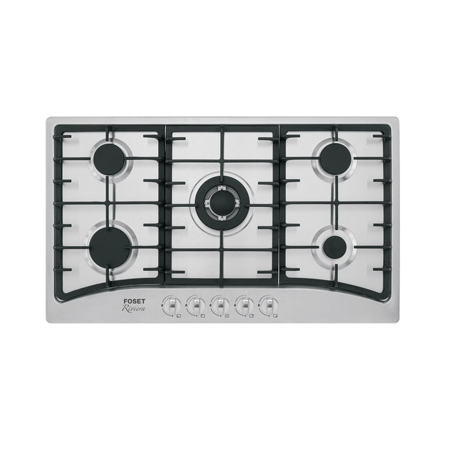 Parrilla gas empotrable 90cm, 5 quem, acero inox, RIVIERA